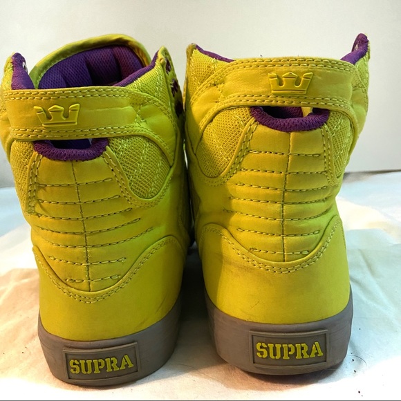 Supra Mens SKYTOP Yellow & Purple High Top Shoes - Picture 3 of 6
